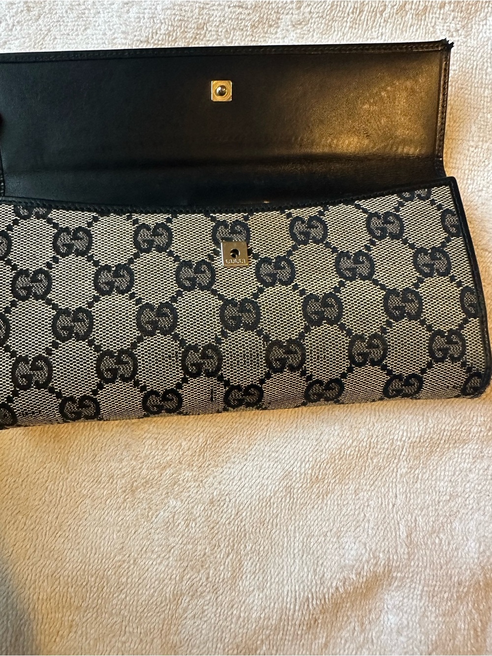 🖤Gucci GG Canvas Continental Wallet Black Leather Trim Long Wallet🖤 - Picture 6 of 14